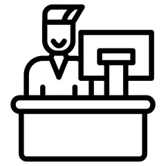 Minimalist Line Art Hotel Reception Icon