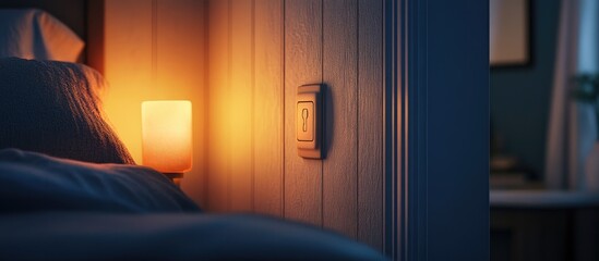 Plastic nightlight casting soft glow on wall and light switch creating a cozy ambiance