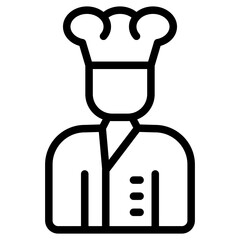 Minimalist Line Art Chef with Hat and Apron Icon