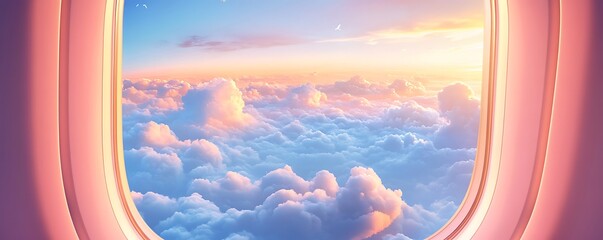 Airplane window view clouds and sky
