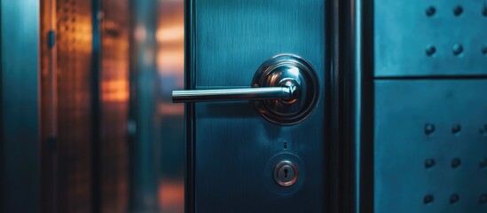 Sleek metal handle on a contemporary interior door equipped with a secure lock enhancing apartment safety