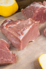 a cut piece of pork fillet on a cutting board