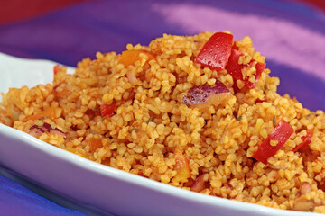 Homemade fresh bulgur salad. tasty and healthy 