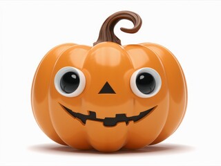 Smiling Pumpkin: A friendly and cheerful cartoon pumpkin with big eyes and a wide grin.  perfect for Halloween, fall, and autumn themes, bringing a touch of whimsy and warmth.  