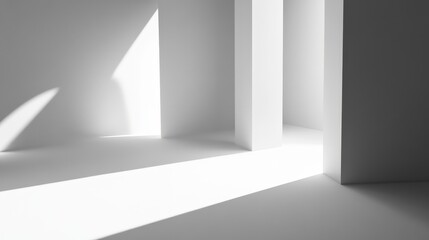 Minimalist White Room with Sunlight, Abstract, Architecture ,minimalism ,light and shadow