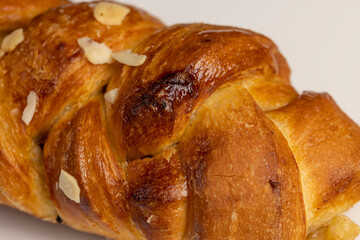 freshly baked wheat bun with filling and with cinnamon