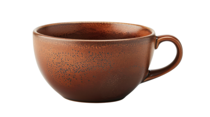Brown cup of coffee on white transparent background
