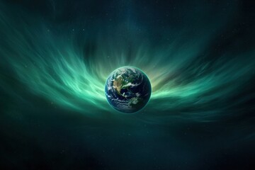 Cosmic event earth in celestial display space digital artwork vast universe perspective environmental awareness