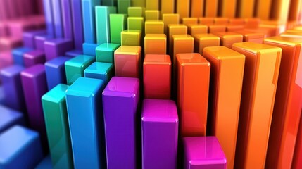 Fototapeta premium Colorful blocks in a rainbow pattern. Perfect for representing diversity, creativity, and growth.