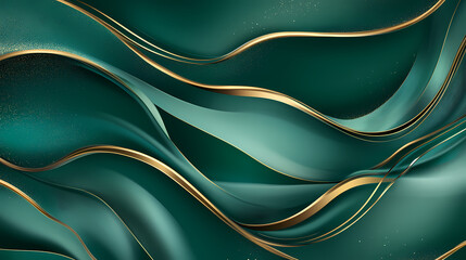 Luxurious abstract green background with elegant waves. generated by artificial intelligence. Celadon. Illustration
