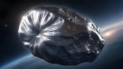 silver meteorite in the vast universe, ideal for cosmic digital backgrounds