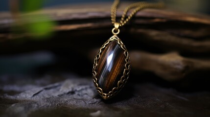 Tiger Eye Stone Pendant Necklace