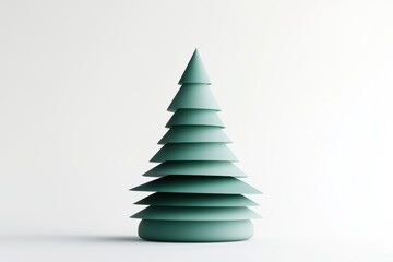 Stylized green Christmas tree crafted from stacked layers on a white background