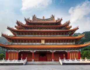 Obraz premium The Historical Longshan Temple in Taipei, Taiwan, Known for Its Ornate Architecture, Intricate Carvings, and Religious Significance, Representing a Blend of Buddhist, Taoist, and Confucian Traditions