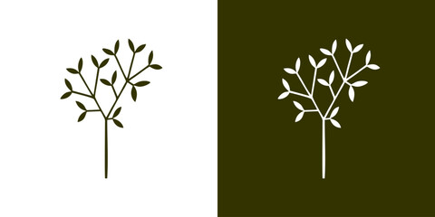 Branch leaf twig tree silhouette vector limb leafy background design
