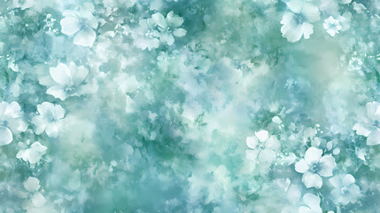Seamless pattern with abstract flowers. floral allover watercolor background. Celadon. Illustration