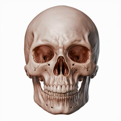 Obraz premium Human Skull: A detailed anatomical illustration of a human skull, capturing the intricate structure and bone formation of the cranium. The skull's empty eye sockets and teeth are visible.