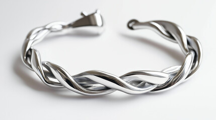 Naklejka premium silver modern shaped bracelet isolated on white background 