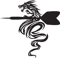 ダーツを持つかっこいいドラゴンのマーク