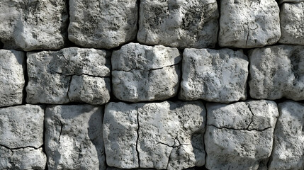 Fototapeta premium Realistic 3D Render of Cracked Stone Wall Texture Background