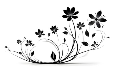artistic black flower composition with sleek lines for greeting cards and invitations