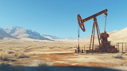 Naklejka premium Desert Oil Fields: High-Tech Machinery Fueling the World’s Energy Demands