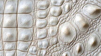 Close-up shot of white crocodile skin. This image is great for designs, backgrounds, or textures.