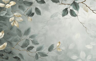 background green and golden leaves