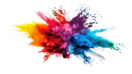 Bright black holi paint color powder festival explosion on white transparent background

