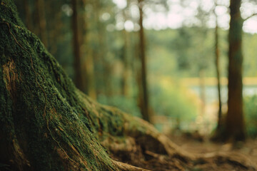 A close-up of isolated moss growing on a tree in the Azores forest