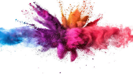 Bright black holi paint color powder festival explosion on white transparent background

