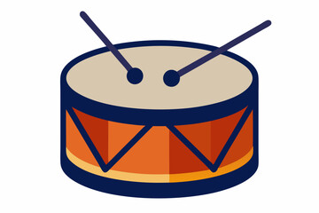 Drum and drum stick white background vector art illustration