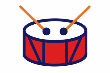 Drum and drum stick white background vector art illustration