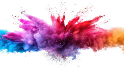 Bright black holi paint color powder festival explosion on white transparent background

