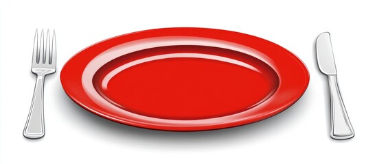 Fork knife and red plate clipart for menu design