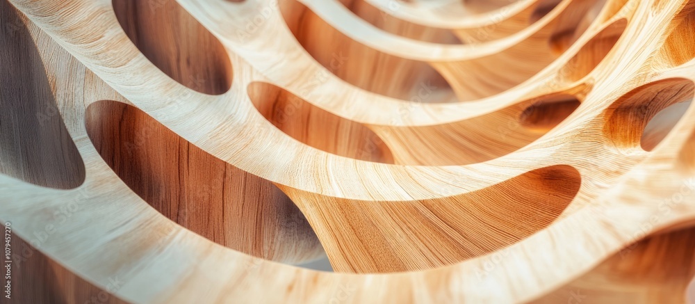Poster Abstract wooden structure with a distinct design against an abstract backdrop