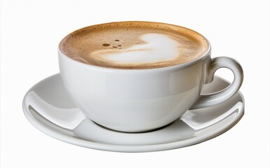 Morning Coffee Delight: A perfectly frothed cappuccino in a classic white mug, creating a warm and inviting image perfect for cafes, blogs, or menus.