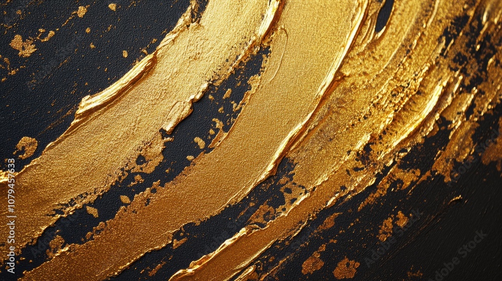 Poster abstract golden neon textured background with paint strokes on dark paper suitable for web and game 