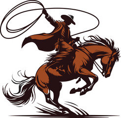 Bucking horse with the cowboy