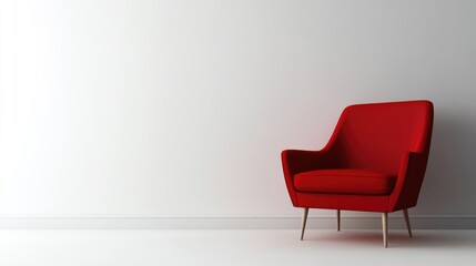 Isolated red chair against a blank background