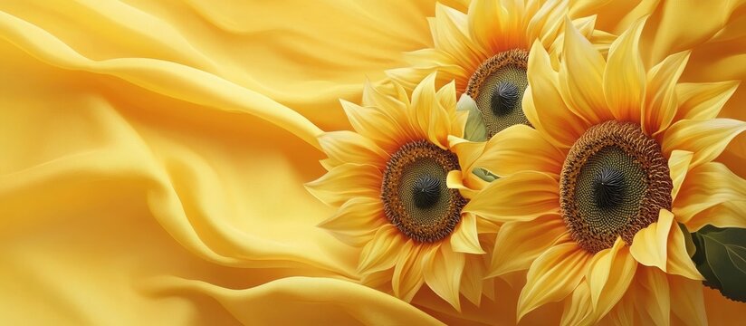 Yellow Template Featuring Sunflowers with a Surrealistic Fabric Effect