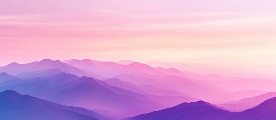 Fototapeta premium Soft pink and purple gradient hues blend over a layered mountain silhouette beneath a dreamy sky Abstract sci fi panoramic background depicting a futuristic fantasy landscape