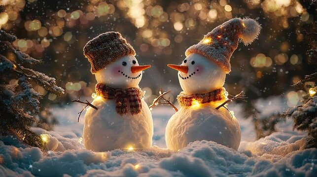 Cozy Snowman Scene with Falling Snow Infinite Loop Video
