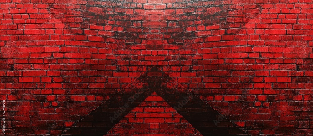 Aufkleber abstract red brick wall image featuring an angled perspective incorporating reflective mirroring and
