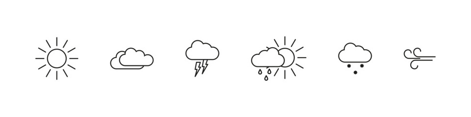 Collection of black weather icons. Set of vector icons.
