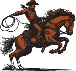 Bucking horse with the cowboy