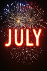 July 4th Fireworks Vibrant Sky Show Celebrating Independence Day with Bursting Colors