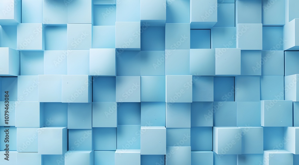 Aufkleber abstract arrangement of blue cubes creating a textured 3d surface.