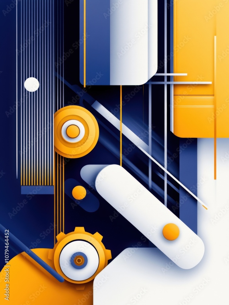 Aufkleber abstract geometric composition with dynamic lines and bold colors