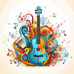 Musical Symbols Illustration on White Background